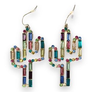 Jeweled Cactus Drop Earrings
